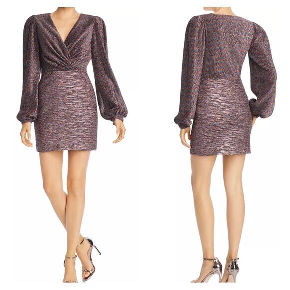 Ronny Kobo Pleated Rainbow Metallic Mini Party Dress Size XS X-Small - Picture 1 of 7